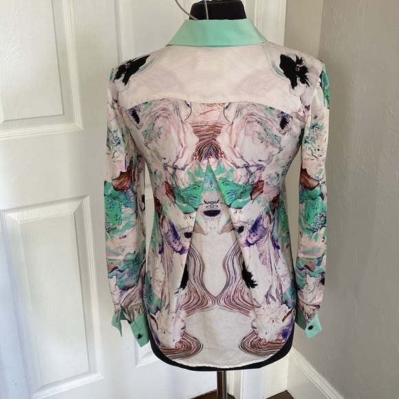 Prabal Gurung Graphic Button Down Silk Shirt - Picture 5 of 7